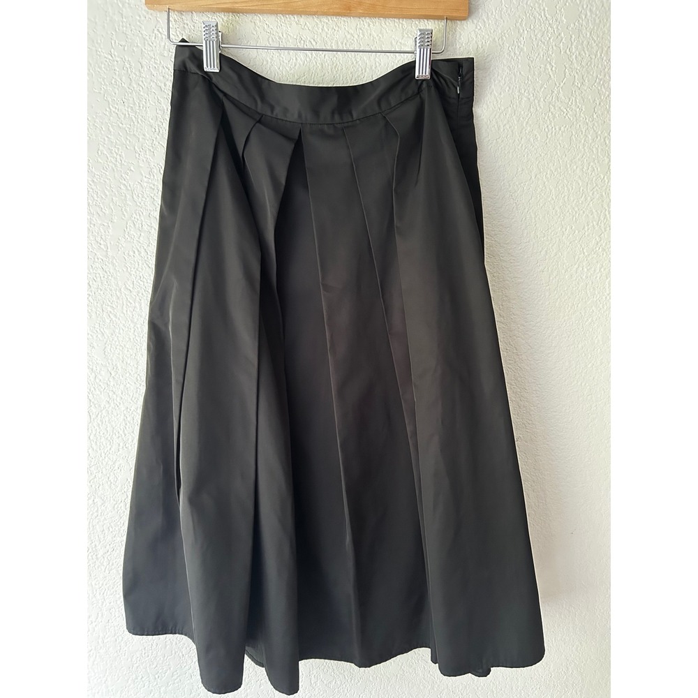 Catherine Catherine Malandrino Black Pleated Midi Skirt Size 6 A-Line Box Pleat - Picture 2 of 4